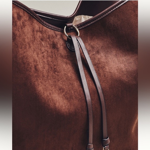 NWT Anthropologie Knotted Faux-Suede Tote Bag - Picture 2 of 6